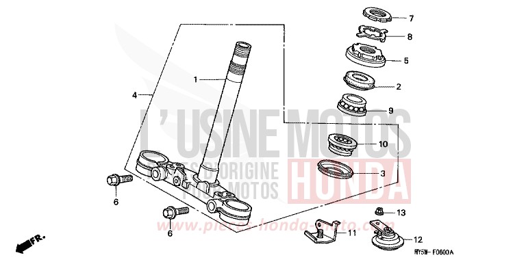 LENKSCHAFT von CB1300 Super Bold'or ABS TANGO ORANGE METALLIC (YR201) von 1999